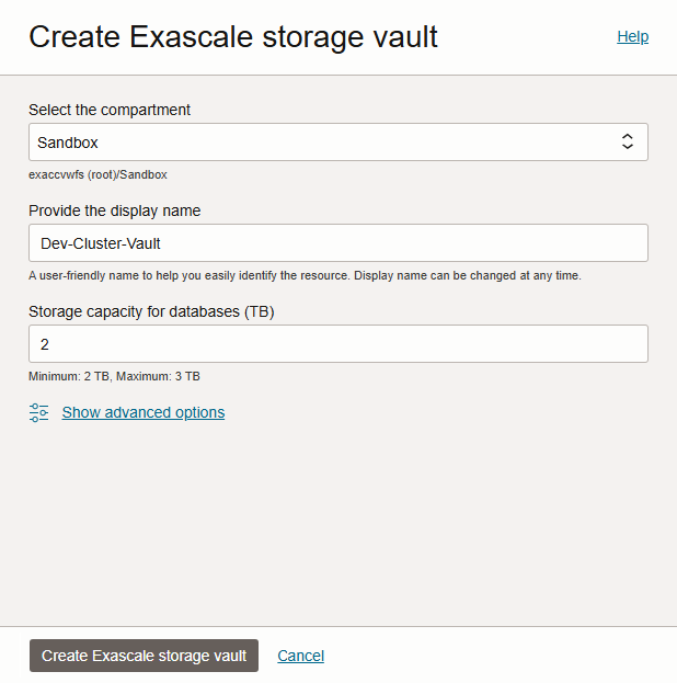 Creation of a new Exascale Storage Vault